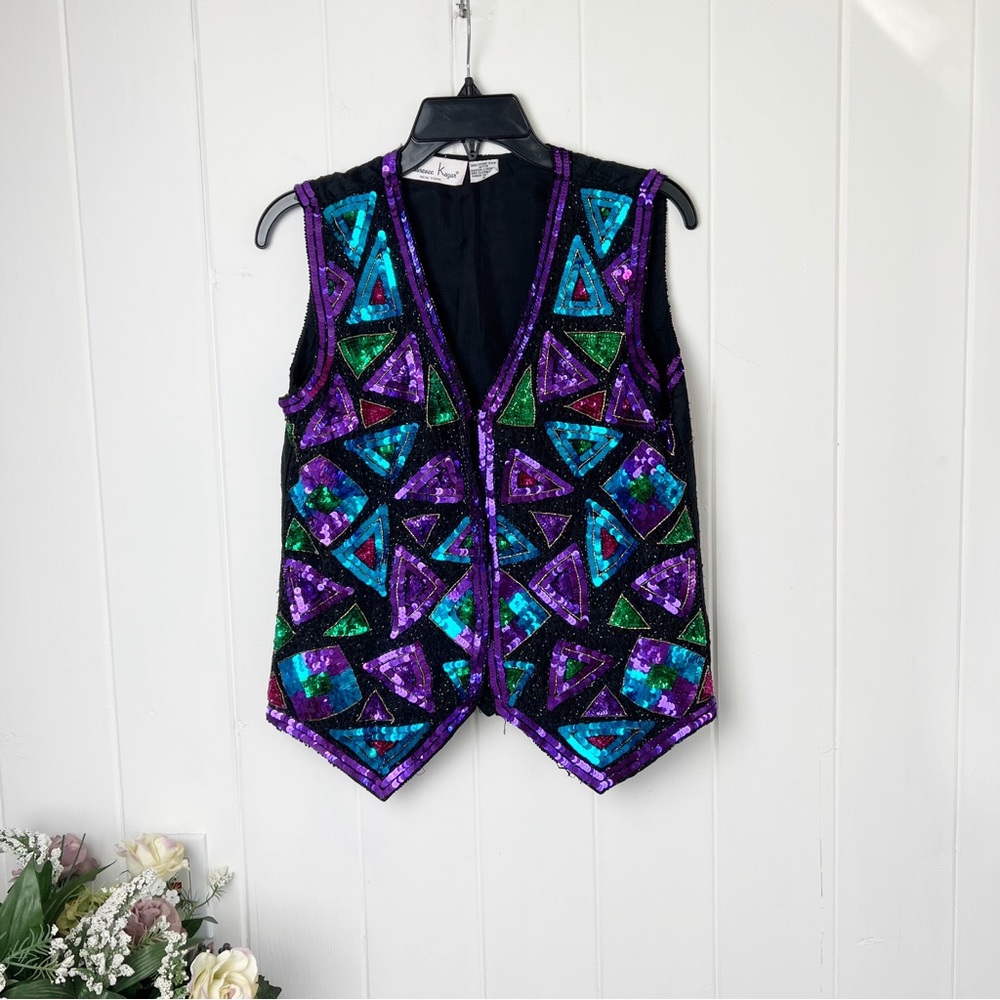 Vintage Laurence Kazar New York Sparkly Sequined Silk Vest